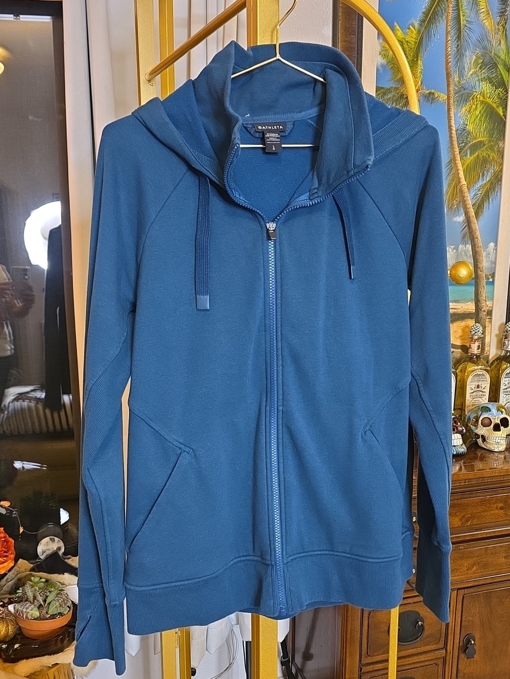Athleta Deep Teal Blue Green Full-Zip Hooded Utility Jacket Large